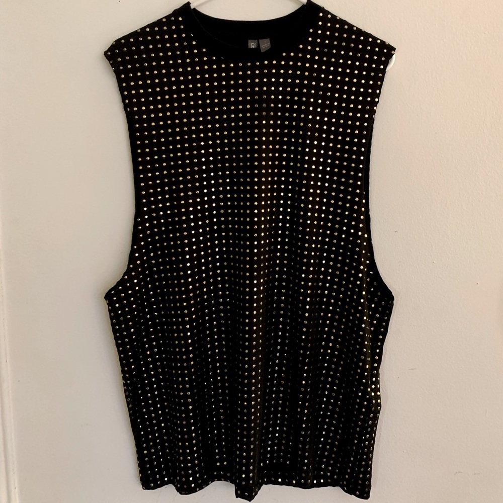 ASOS DESIGN black / gold studded tank top Size Small